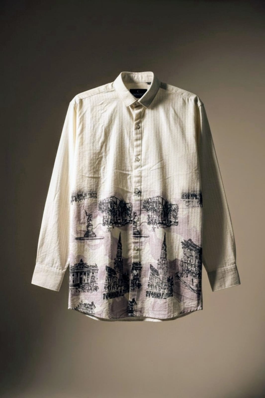 Cream Popcorn Shirt | Artistic City Print Design