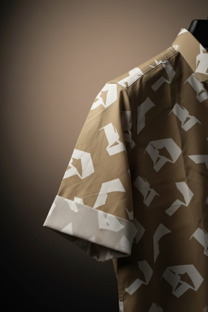 Poly Cotton Half Sleeve Shirt Brown - Image 4