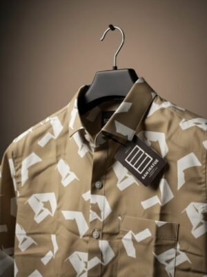 Poly Cotton Half Sleeve Shirt Brown