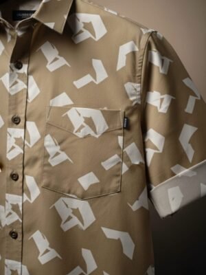 Poly Cotton Half Sleeve Shirt Brown