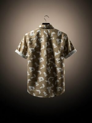 Poly Cotton Half Sleeve Shirt Brown