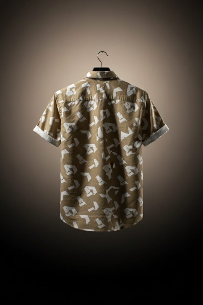 Poly Cotton Half Sleeve Shirt Brown - Image 5