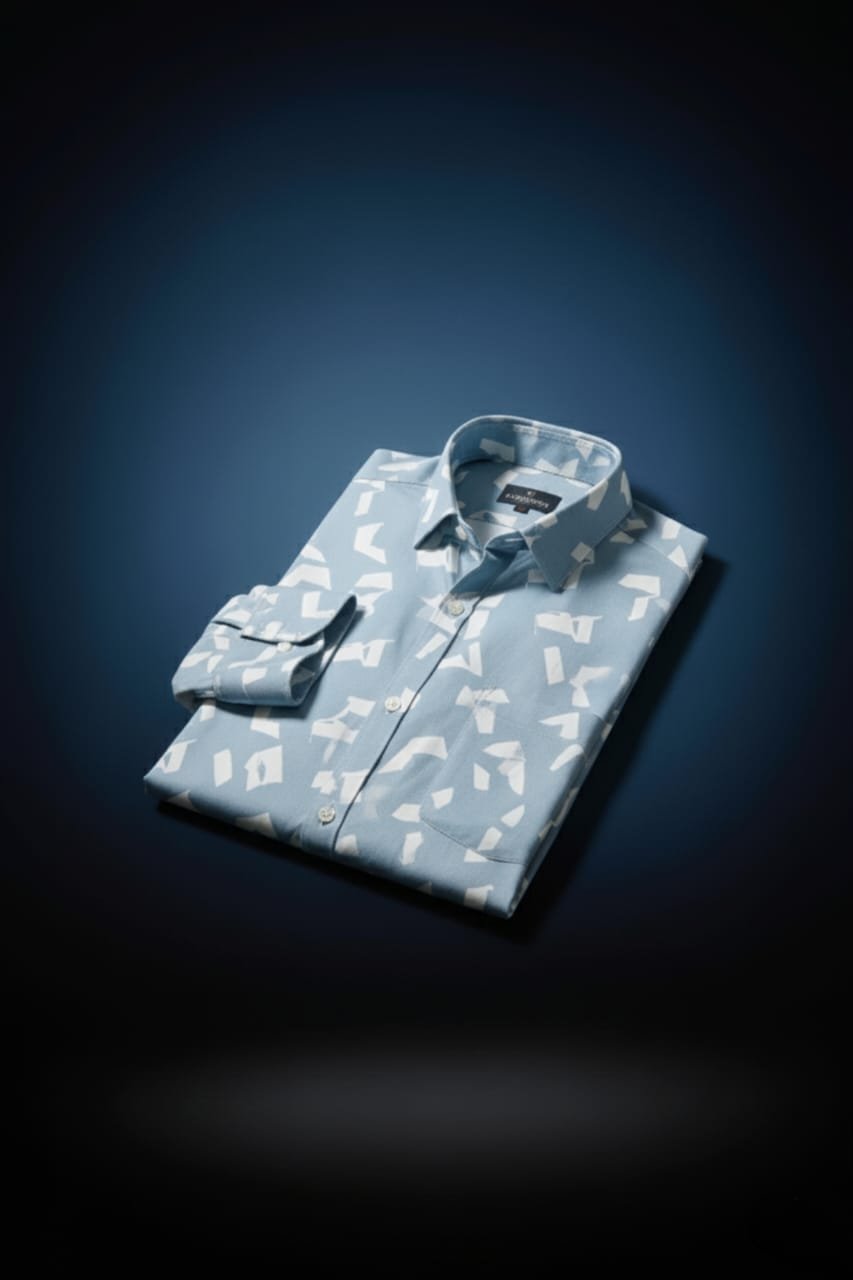 Poly Cotton Half Sleeve Shirt Blue