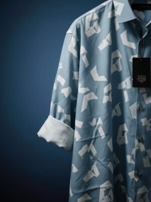 Poly Cotton Half Sleeve Shirt Blue