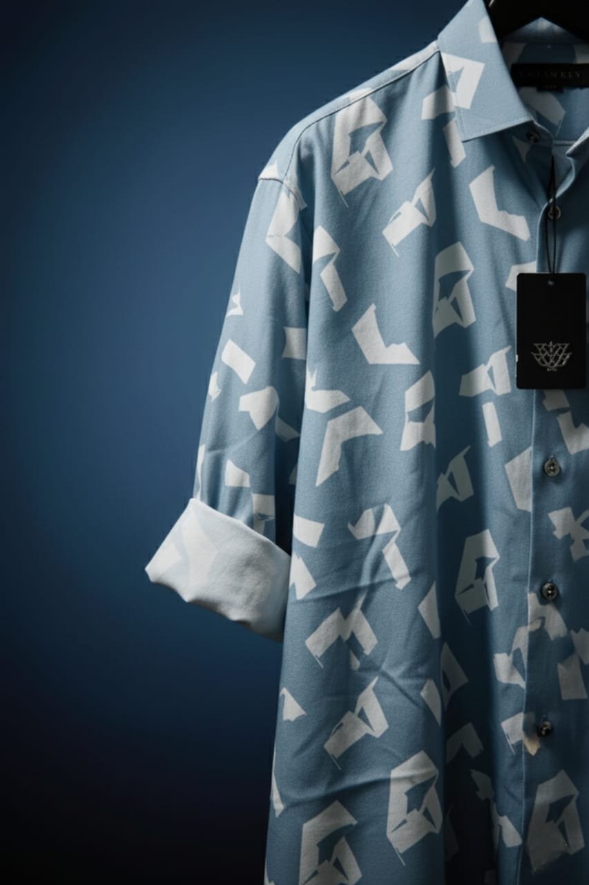 Poly Cotton Half Sleeve Shirt Blue - Image 5