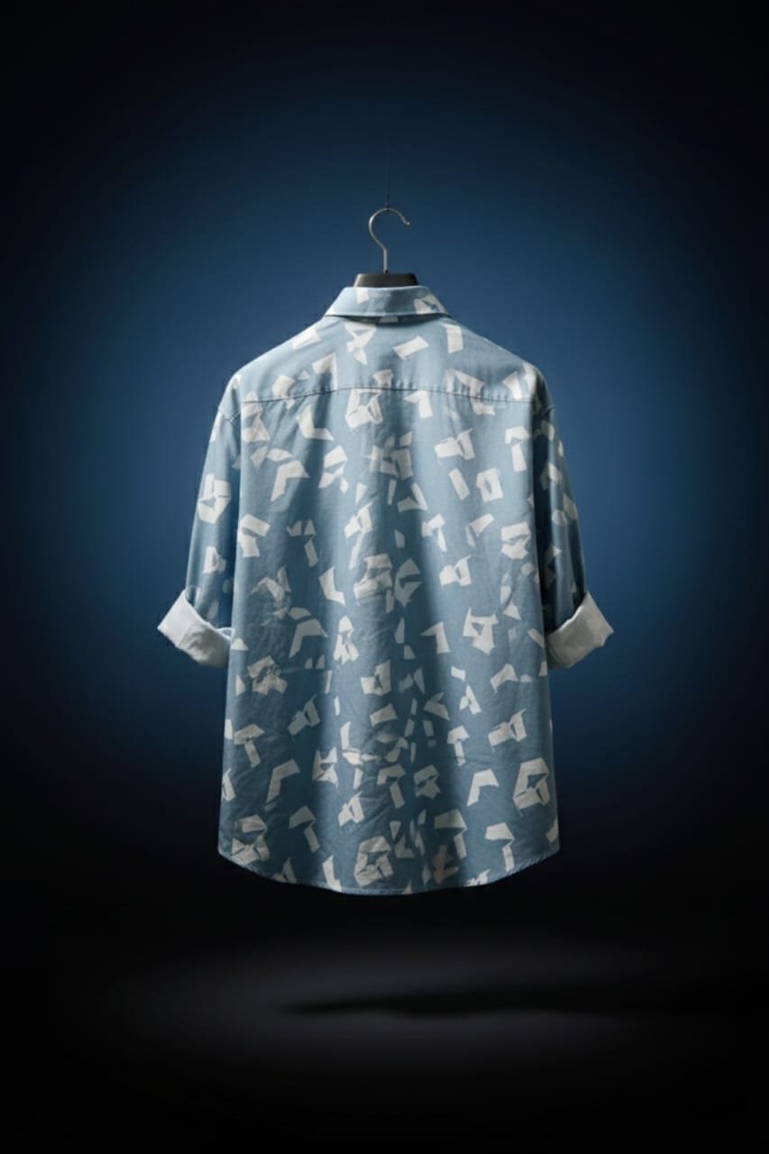 Poly Cotton Half Sleeve Shirt Blue - Image 4