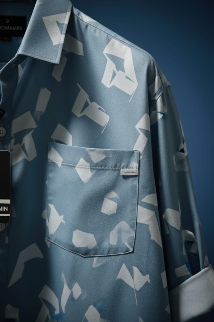 Poly Cotton Half Sleeve Shirt Blue - Image 3