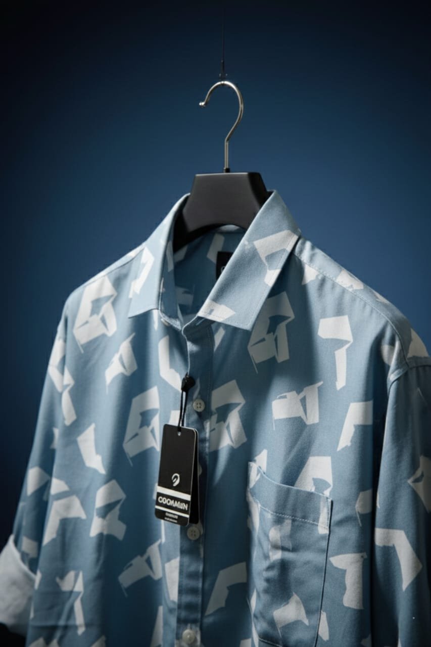 Poly Cotton Half Sleeve Shirt Blue - Image 6