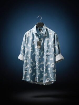 Poly Cotton Half Sleeve Shirt Blue