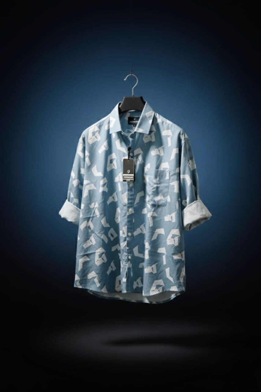 Poly Cotton Half Sleeve Shirt Blue - Image 2