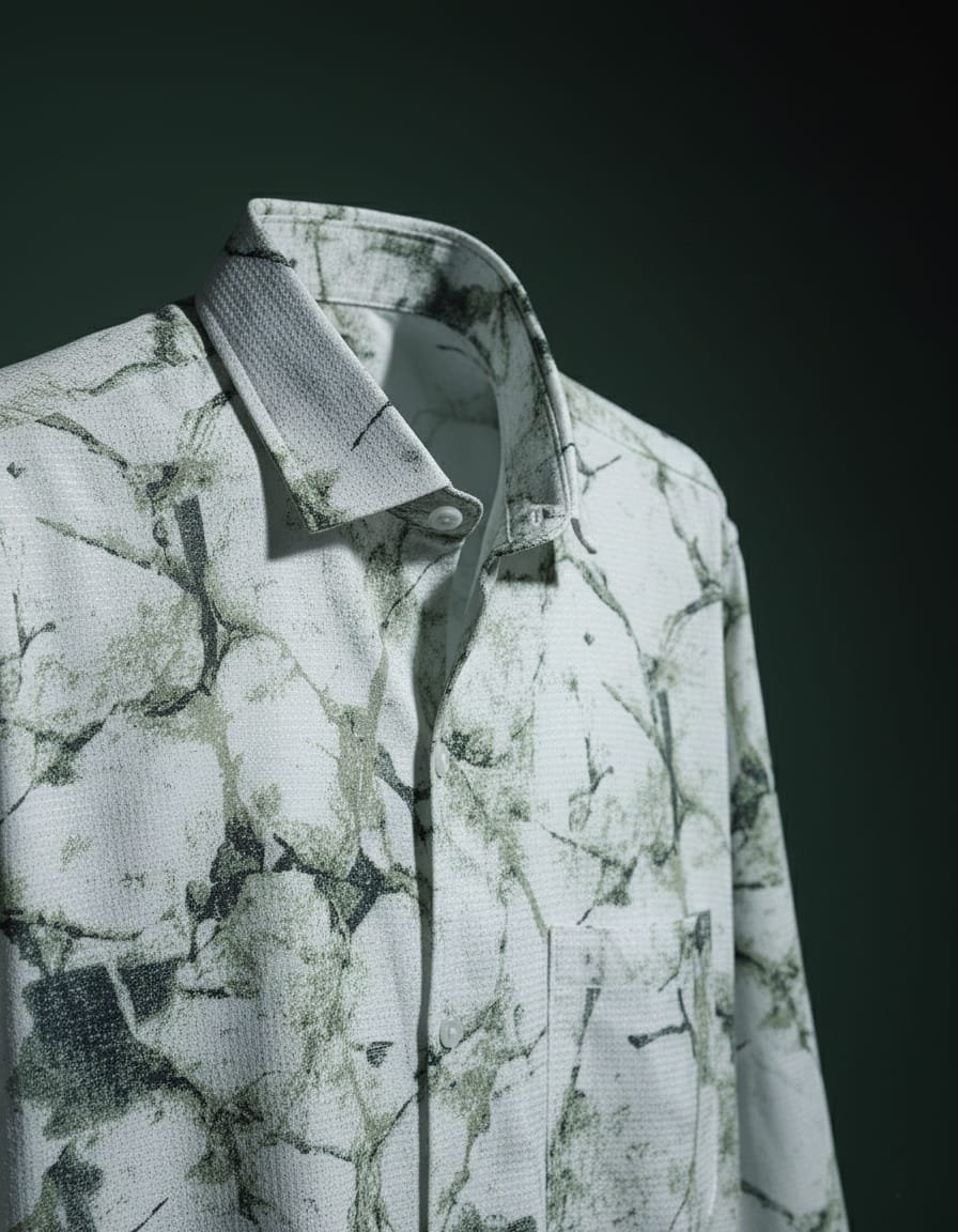 Blue Marble Printed Designer Popcorn Shirt - Image 2