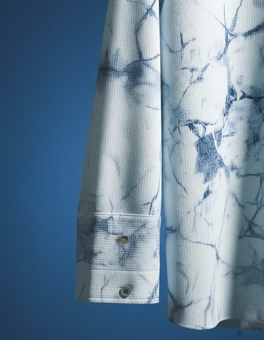 Blue Marble Printed Designer Popcorn Shirt - Image 8