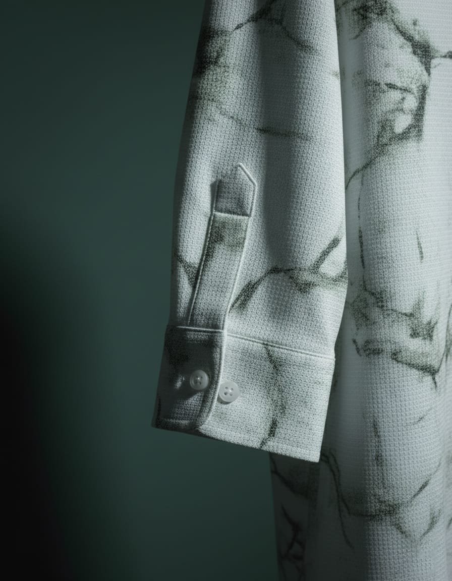 Blue Marble Printed Designer Popcorn Shirt - Image 3