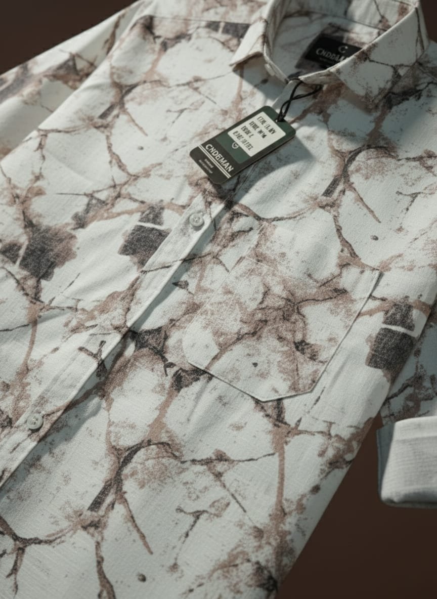 Blue Marble Printed Designer Popcorn Shirt - Image 12