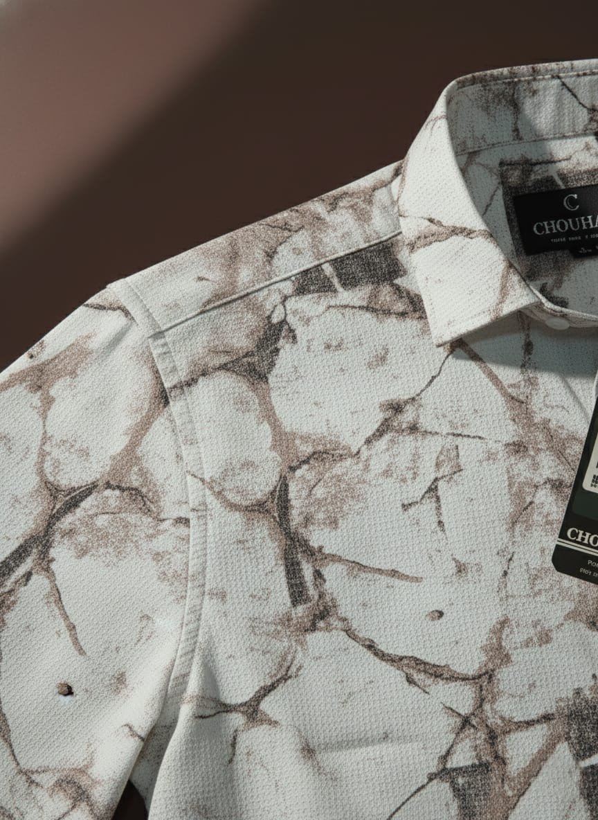 Blue Marble Printed Designer Popcorn Shirt - Image 11