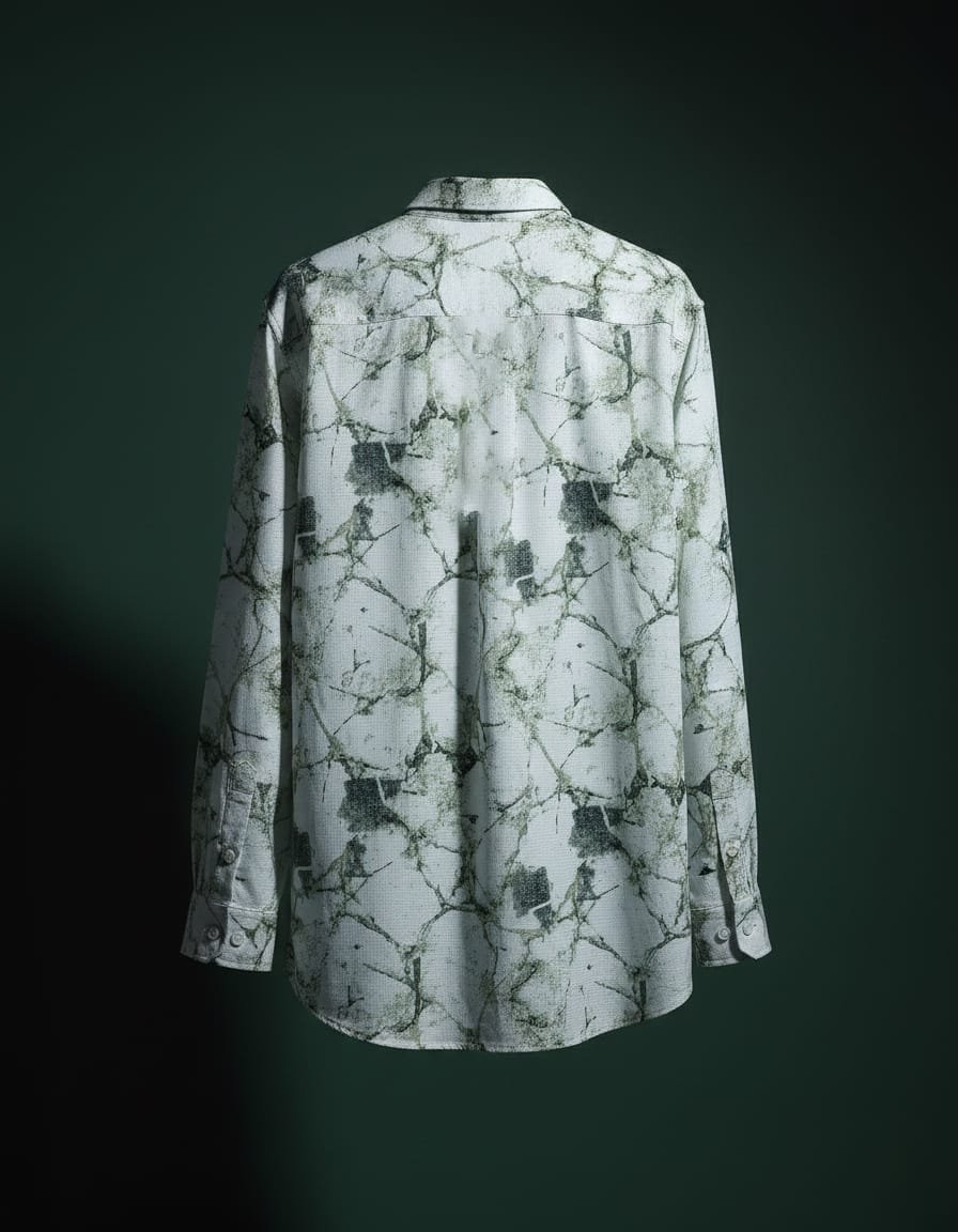 Blue Marble Printed Designer Popcorn Shirt - Image 4