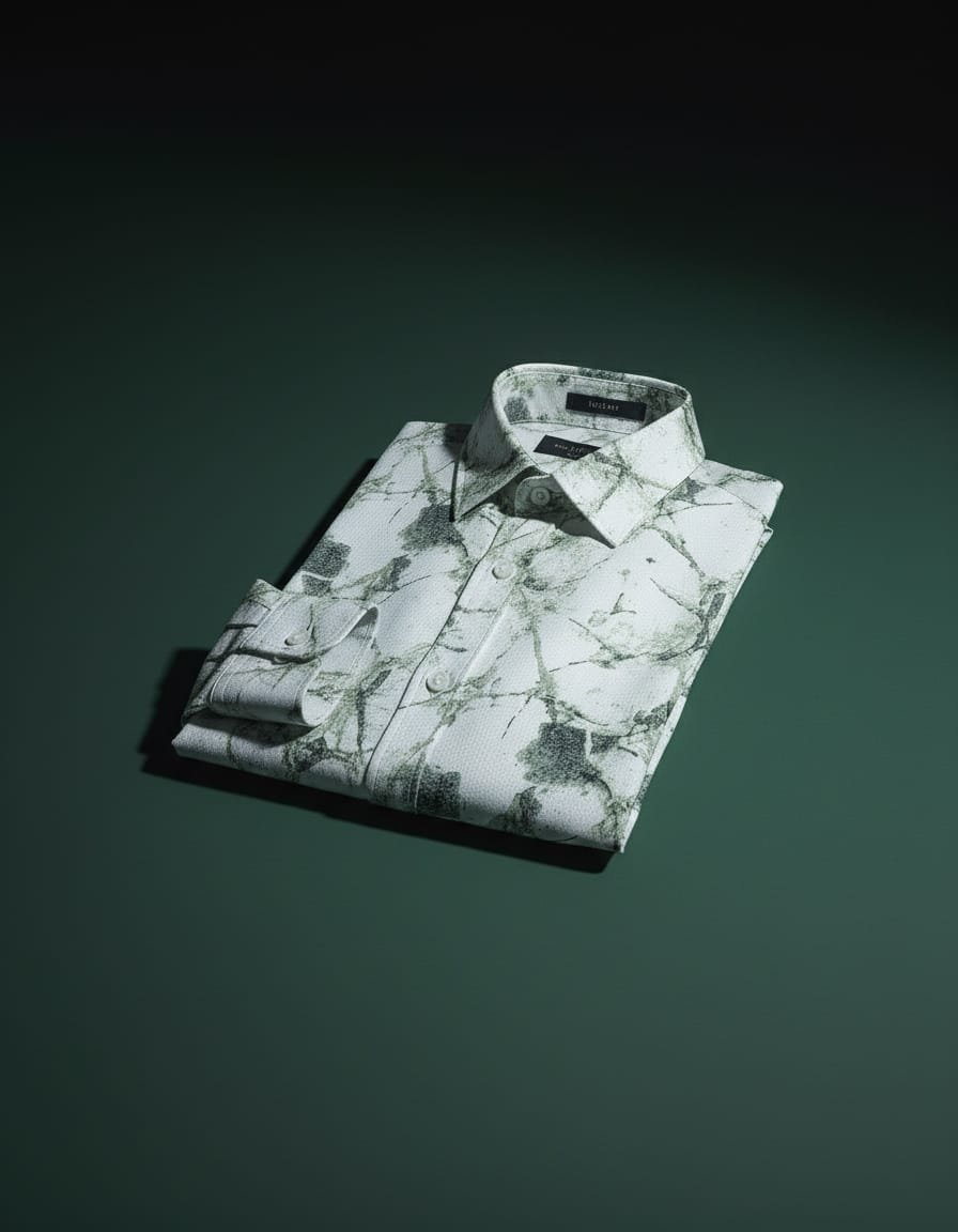 Blue Marble Printed Designer Popcorn Shirt - Image 5