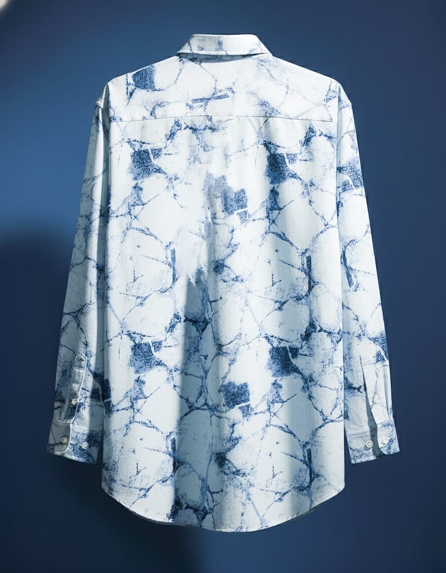 Blue Marble Printed Designer Popcorn Shirt - Image 9
