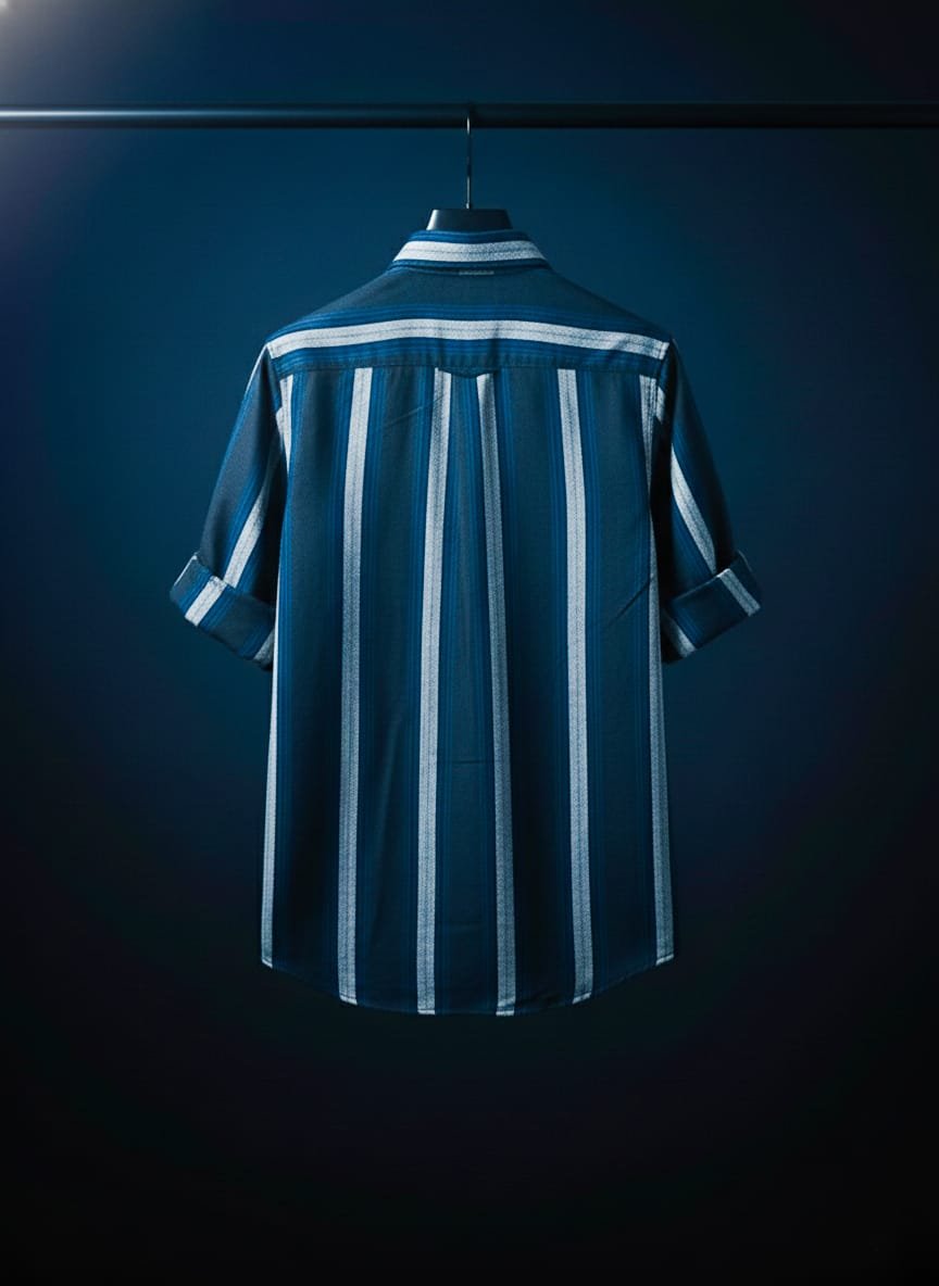 Black & Grey Striped Cotton Shirt | Premium Casual Wear - Image 12