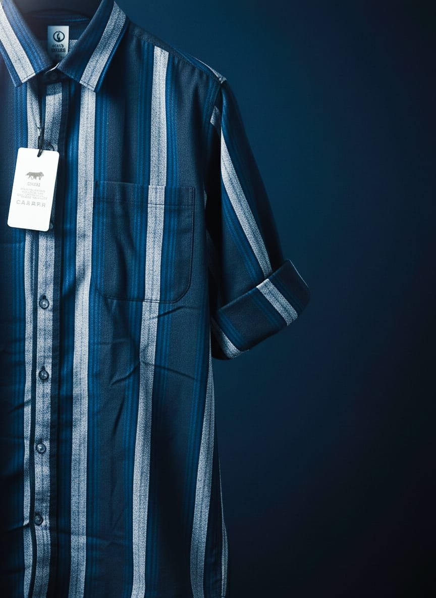 Black & Grey Striped Cotton Shirt | Premium Casual Wear - Image 11