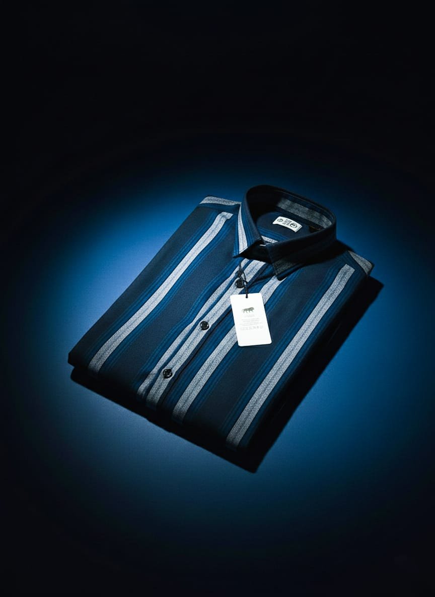 Black & Grey Striped Cotton Shirt | Premium Casual Wear - Image 13