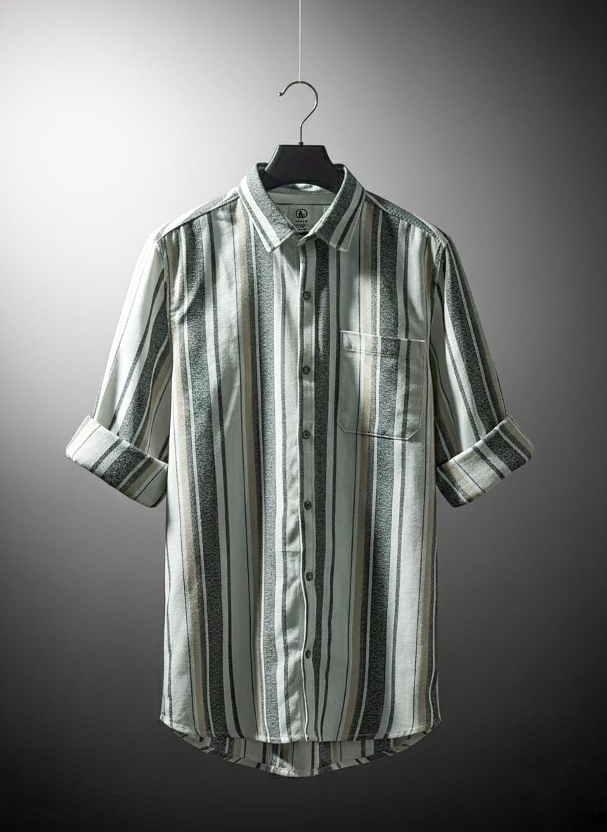 Black & Grey Striped Cotton Shirt | Premium Casual Wear