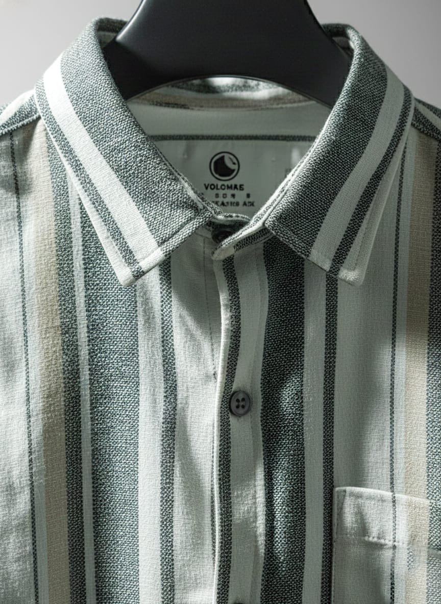 Black & Grey Striped Cotton Shirt | Premium Casual Wear - Image 3