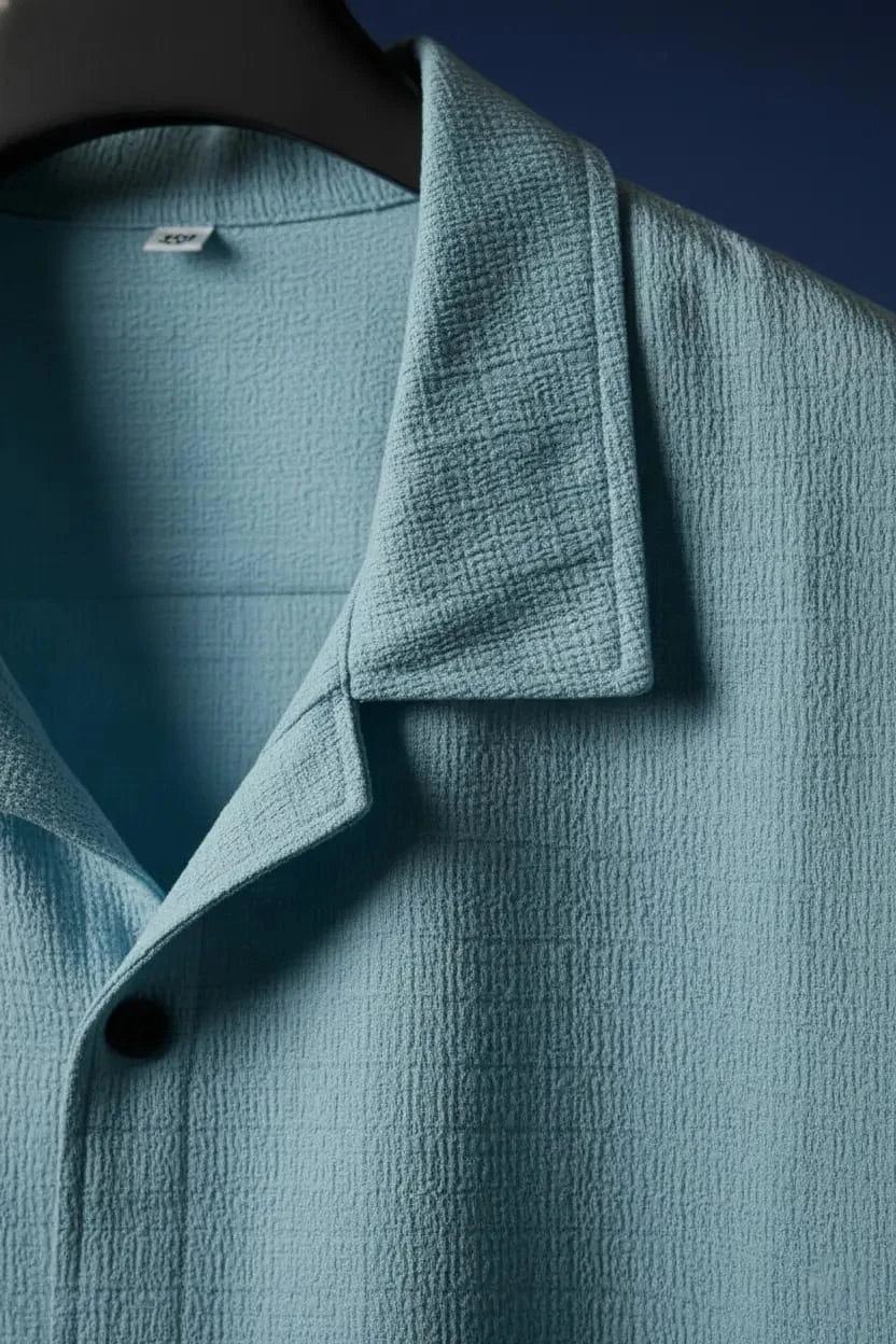 Light Blue 5-Sleeve Regular Fit Lycra Shirt-Style - Image 3