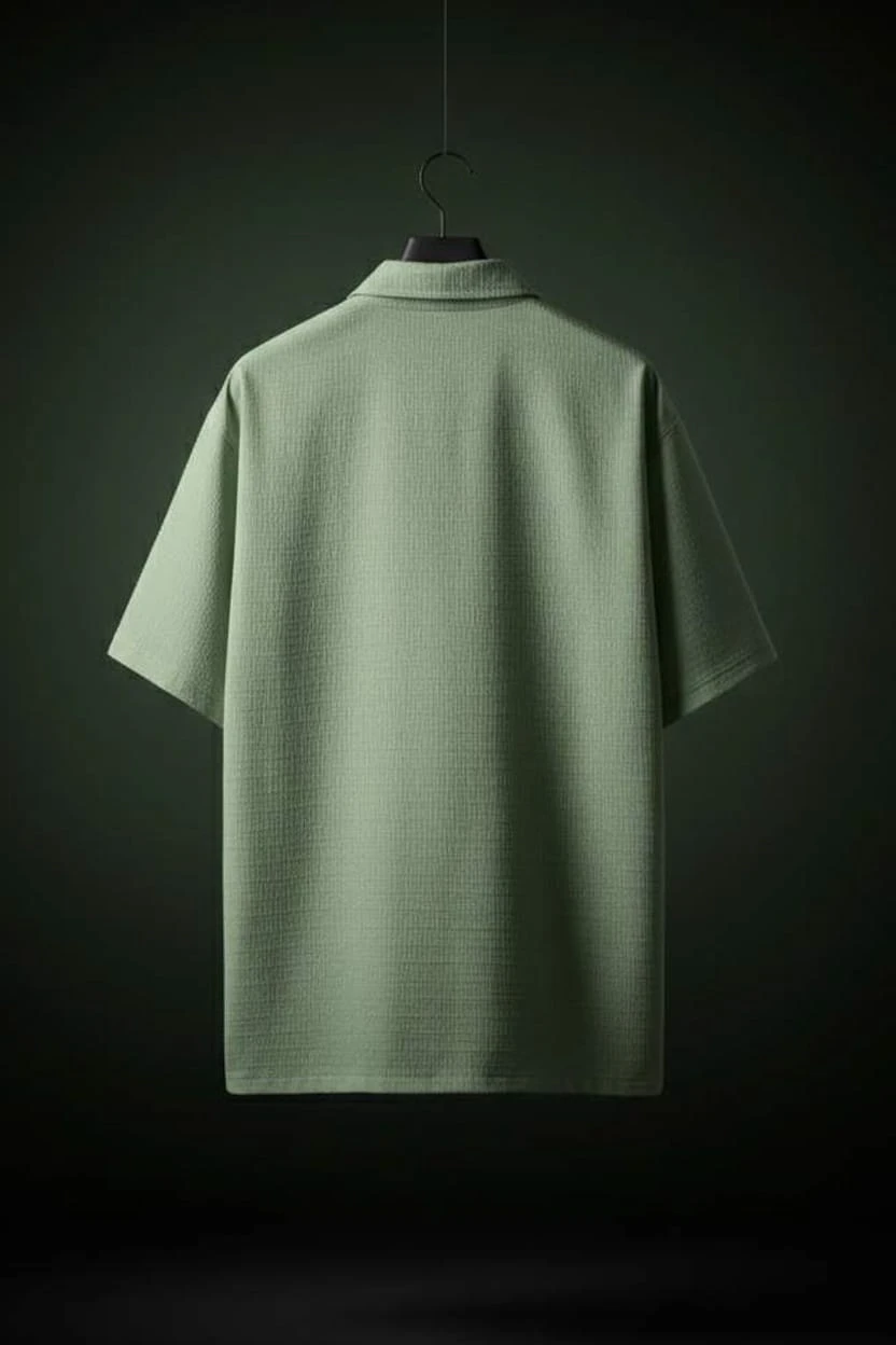 Light Green 5-Sleeve Regular Fit Lycra Shirt-Style T-Shirt - Image 2