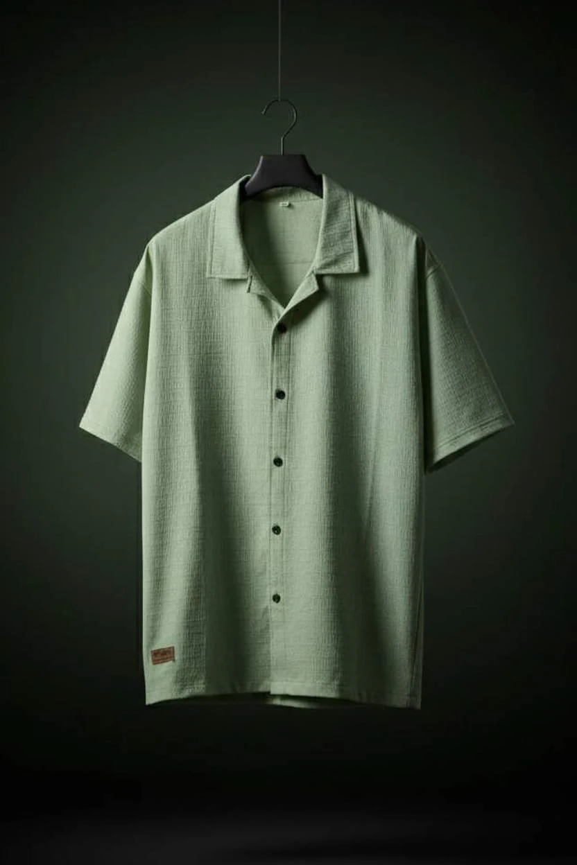 Light Green 5-Sleeve Regular Fit Lycra Shirt-Style T-Shirt