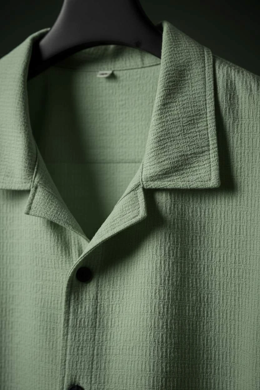 Light Green 5-Sleeve Regular Fit Lycra Shirt-Style T-Shirt - Image 3