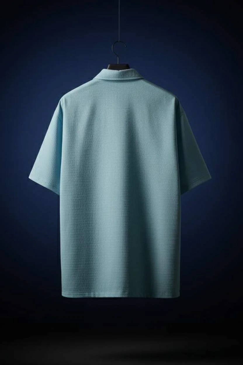 Light Blue 5-Sleeve Regular Fit Lycra Shirt-Style - Image 2