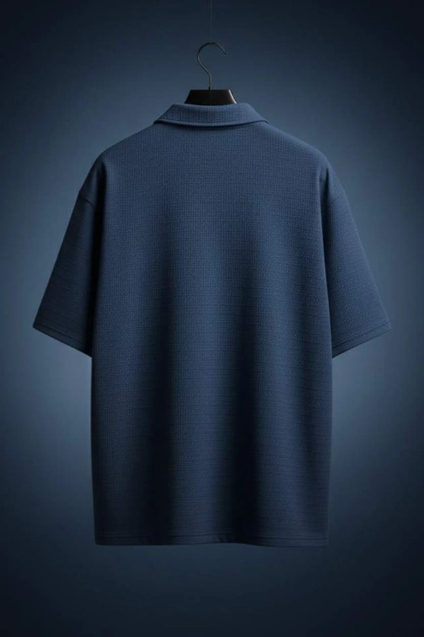 Dark Blue 5-Sleeve Regular Fit Lycra Shirt-Style - Image 2