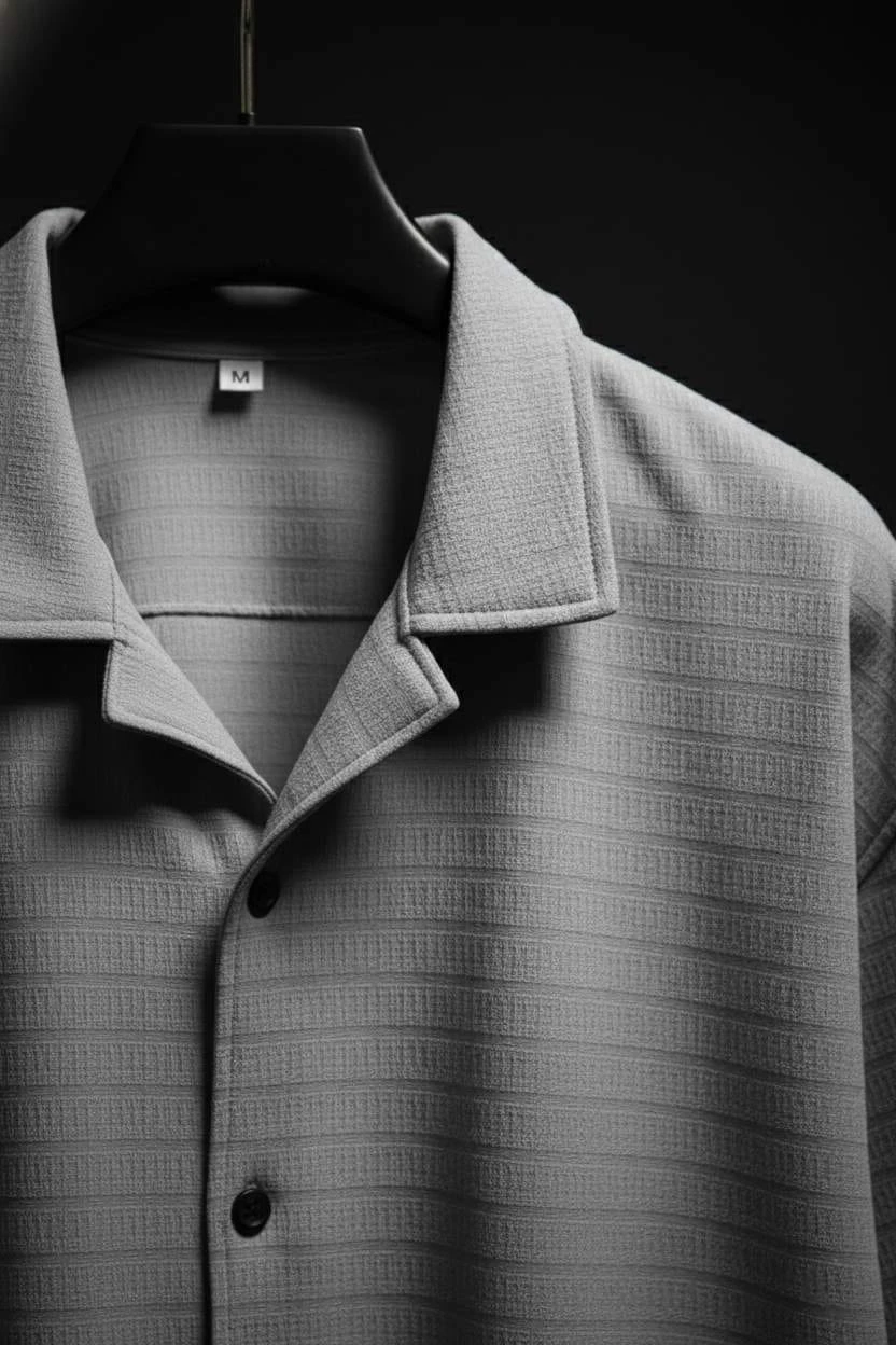 Grey 5-Sleeve Regular Fit Lycra Shirt - Image 3