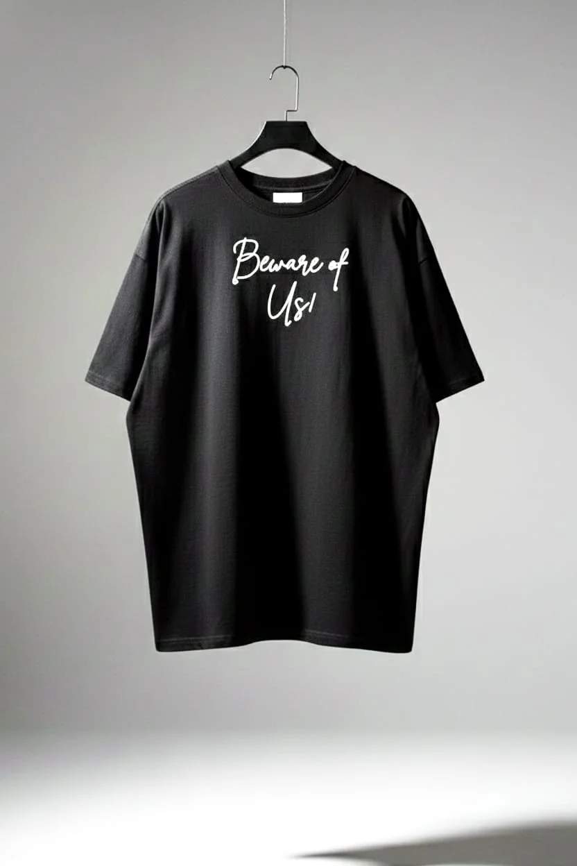 Cotton Fabric Black Oversized T-Shirt - Image 2