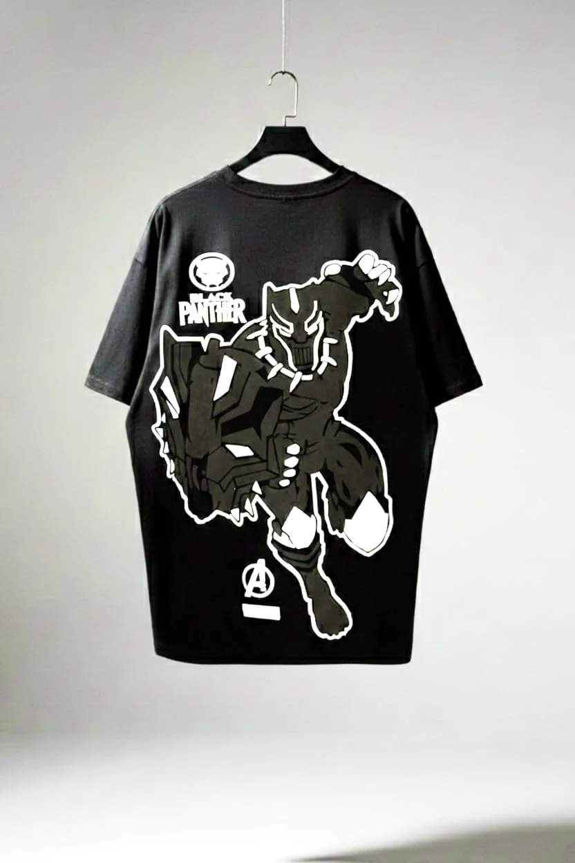 Oversized Panther Graphic Back Print Oversized T-Shirt