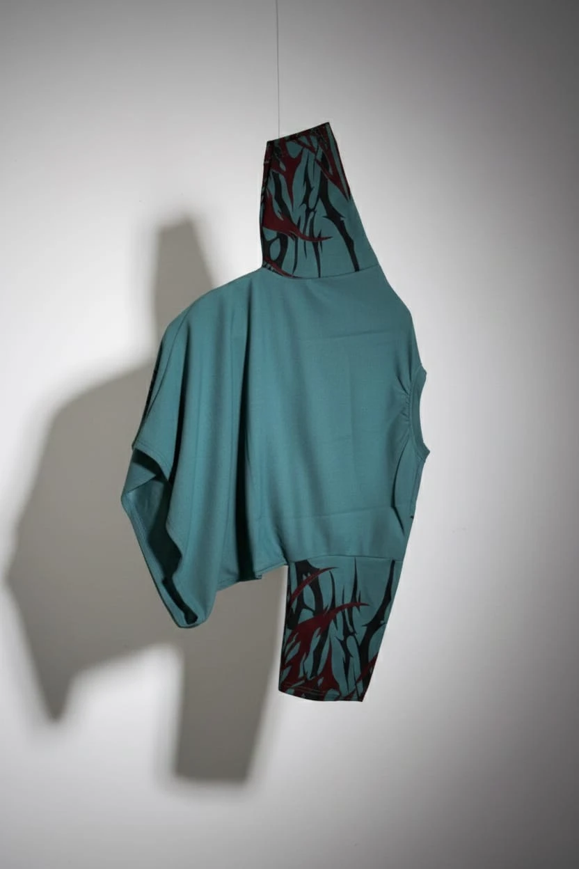 Teal Green Lycra Oversized T-Shirt - Image 2