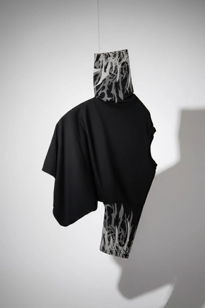 Black Lycra Oversized T-Shirt - Image 2