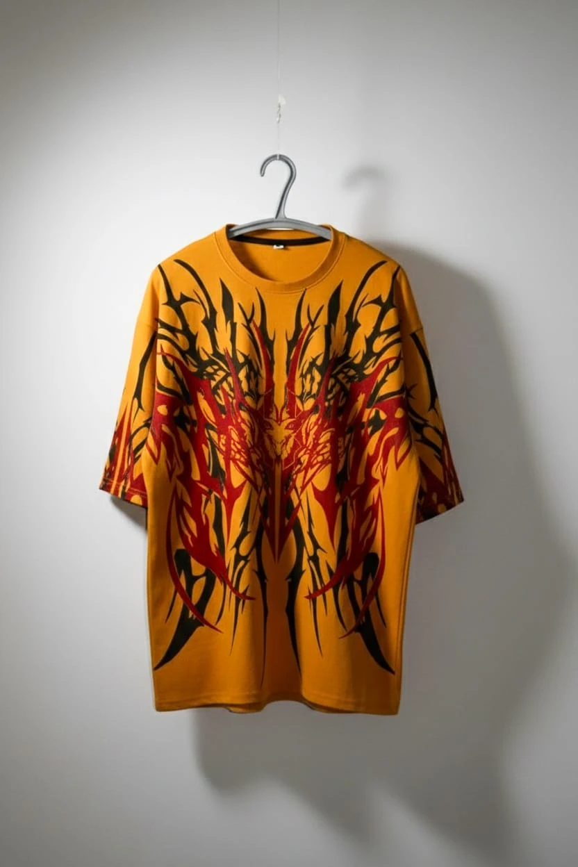 Mustard Yellow Lycra Oversized T-Shirt