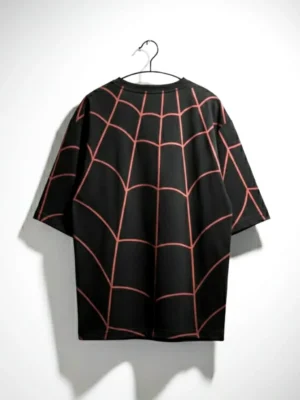 Men’s Black Oversized T-Shirt with Red Graphic Print