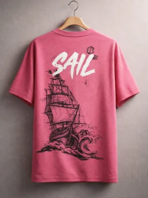 Sail Graphic T-Shirt in Imported Lycra Pink