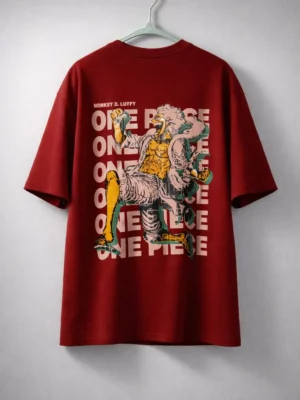 Maroon Oversized One Piece Graphic T-Shirt