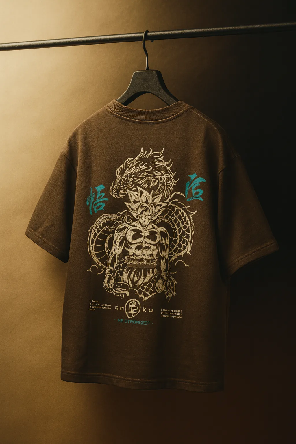 GOKU Printed Oversized Cotton T-Shirt – Dark Coffee Brown | Anime Streetwear Collection - Image 2