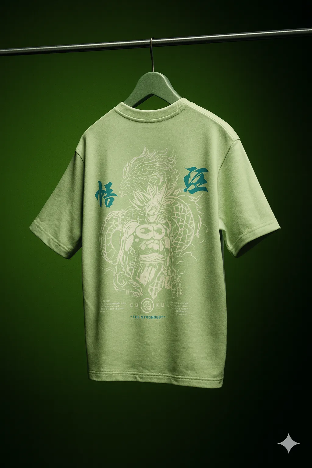 GOKU Printed Oversized Cotton T-Shirt – Mint Green | Anime Streetwear Collection - Image 2