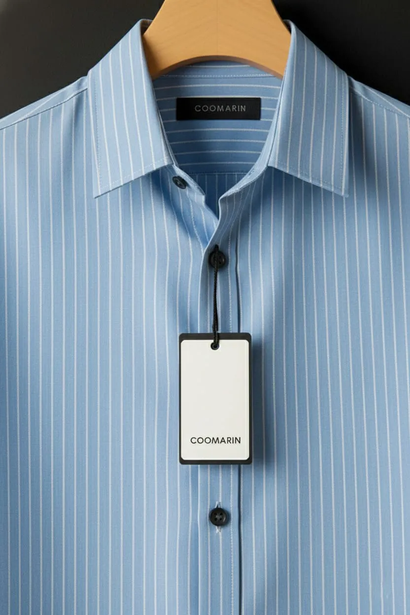 Sky Blue Striped Full Sleeve Shirt - Image 2