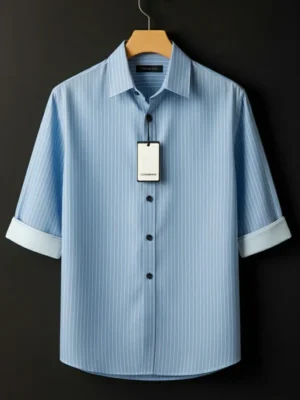 Sky Blue Striped Full Sleeve Shirt