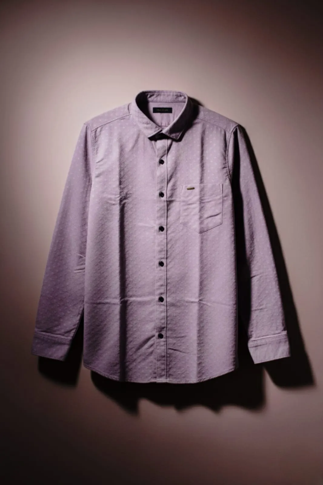 Lavender Textured Cotton Blend Full Sleeve Shirt